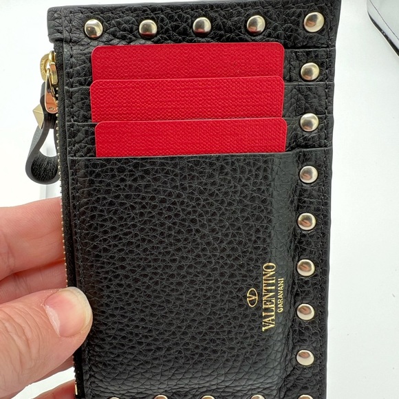 Valentino Garavani Rockstud Leather Coin Purse & Card Case - Picture 6 of 8